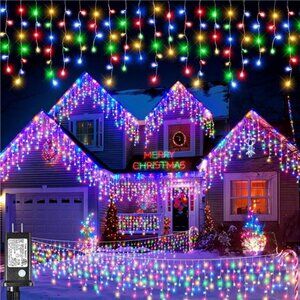 Multicolor Christmas Icicle Lights, 33FT 400 LED Icicle String Lights